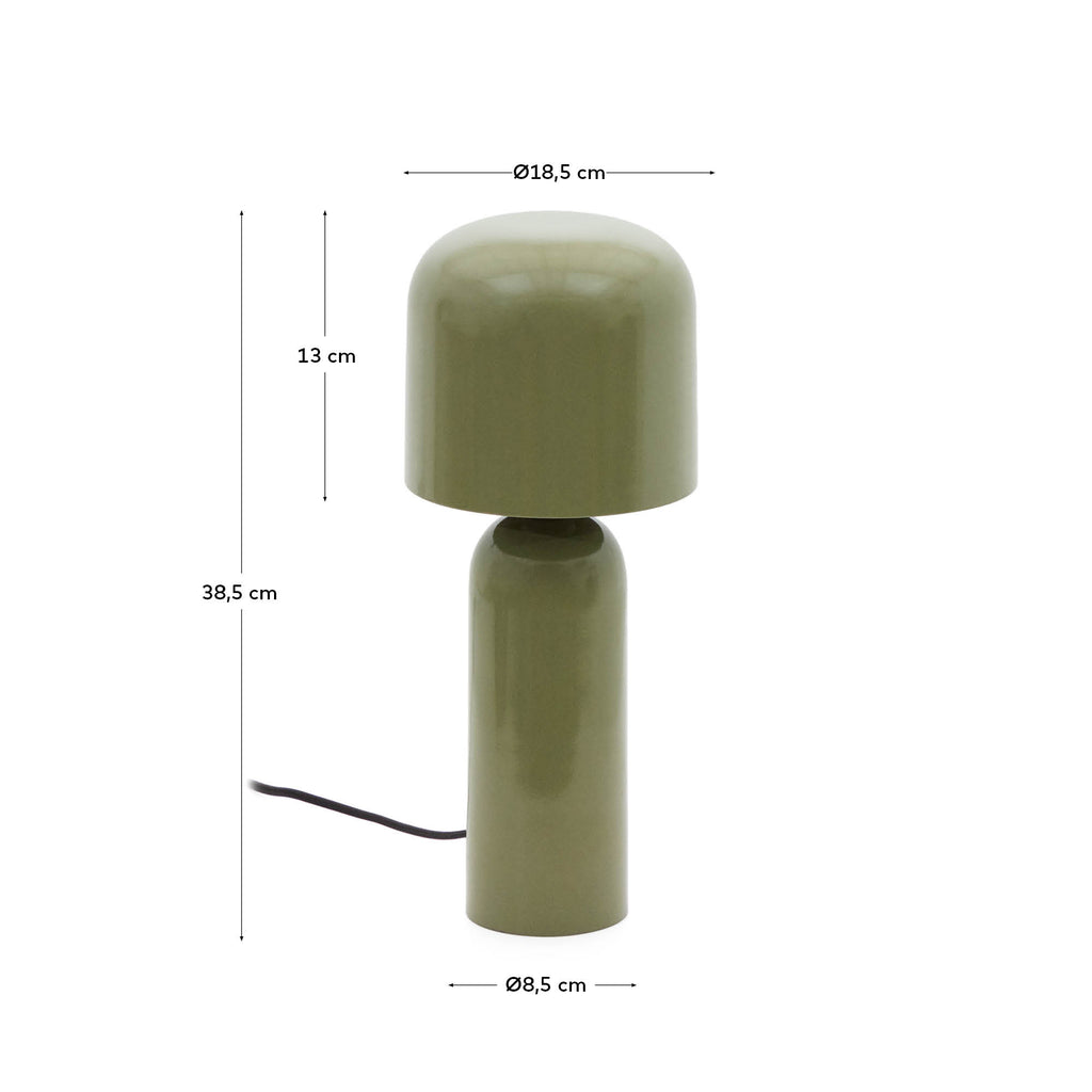 Monze table lamp in green painted metal