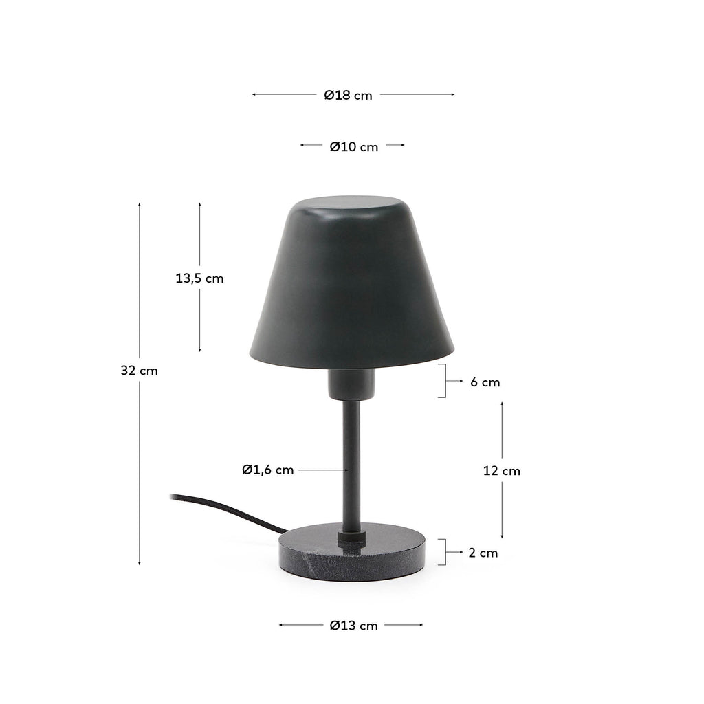 Calina table lamp in green metal and black marble