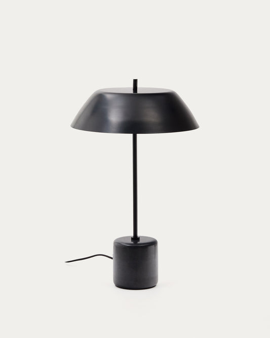 Sayra table lamp made of black marble and metal in a black painted finish