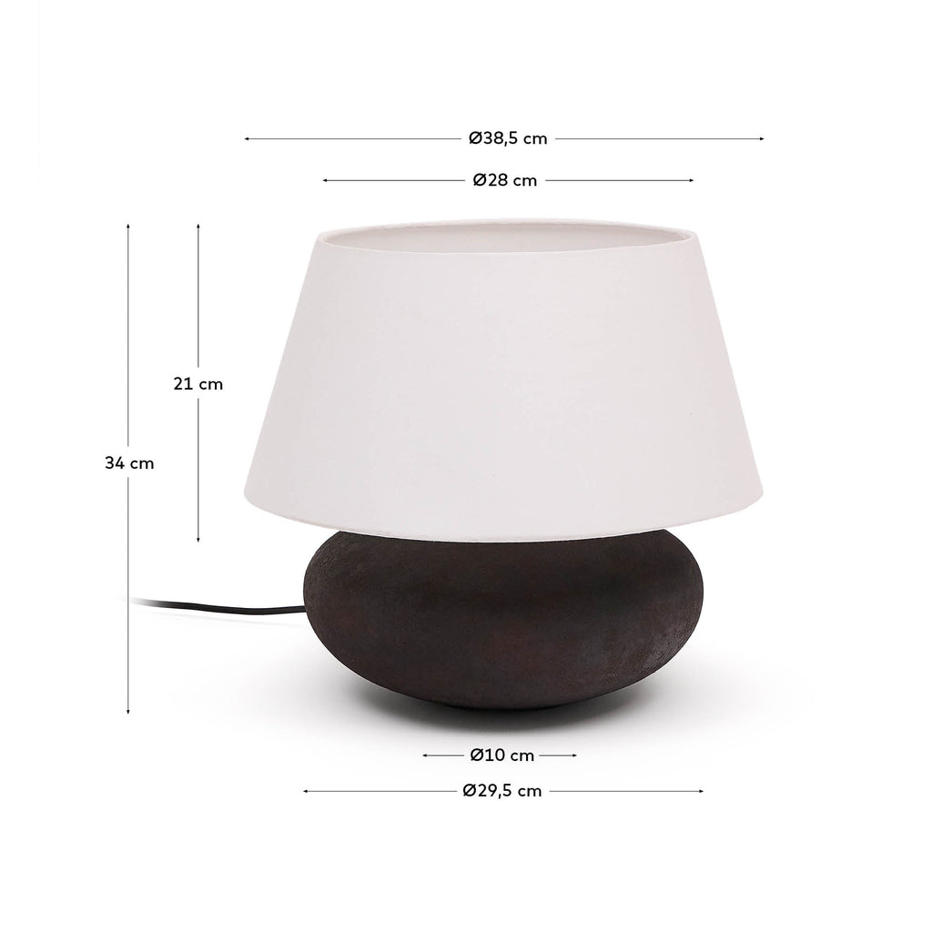 Nessi metal table lamp in a black terracotta effect finish