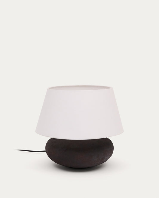 Nessi metal table lamp in a black terracotta effect finish