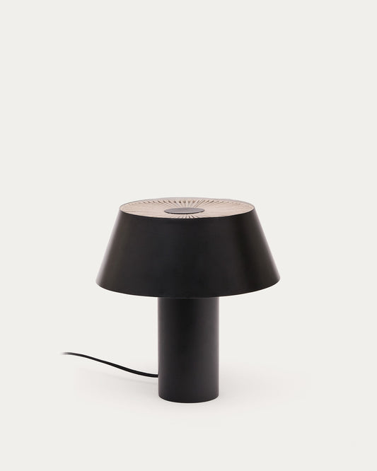 Ancare table lamp in black metal and beige rope cord