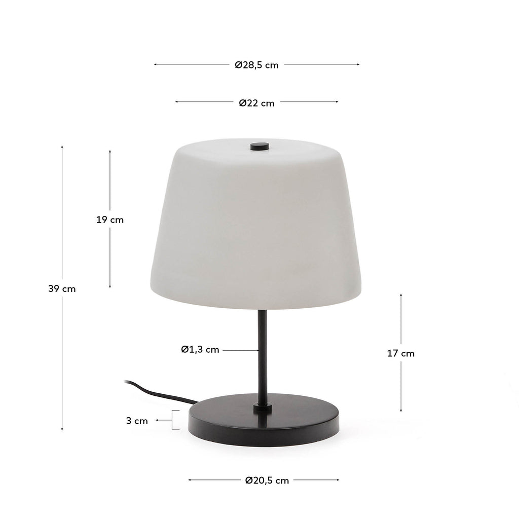 Nefar table lamp made of glazed glass and zinc
