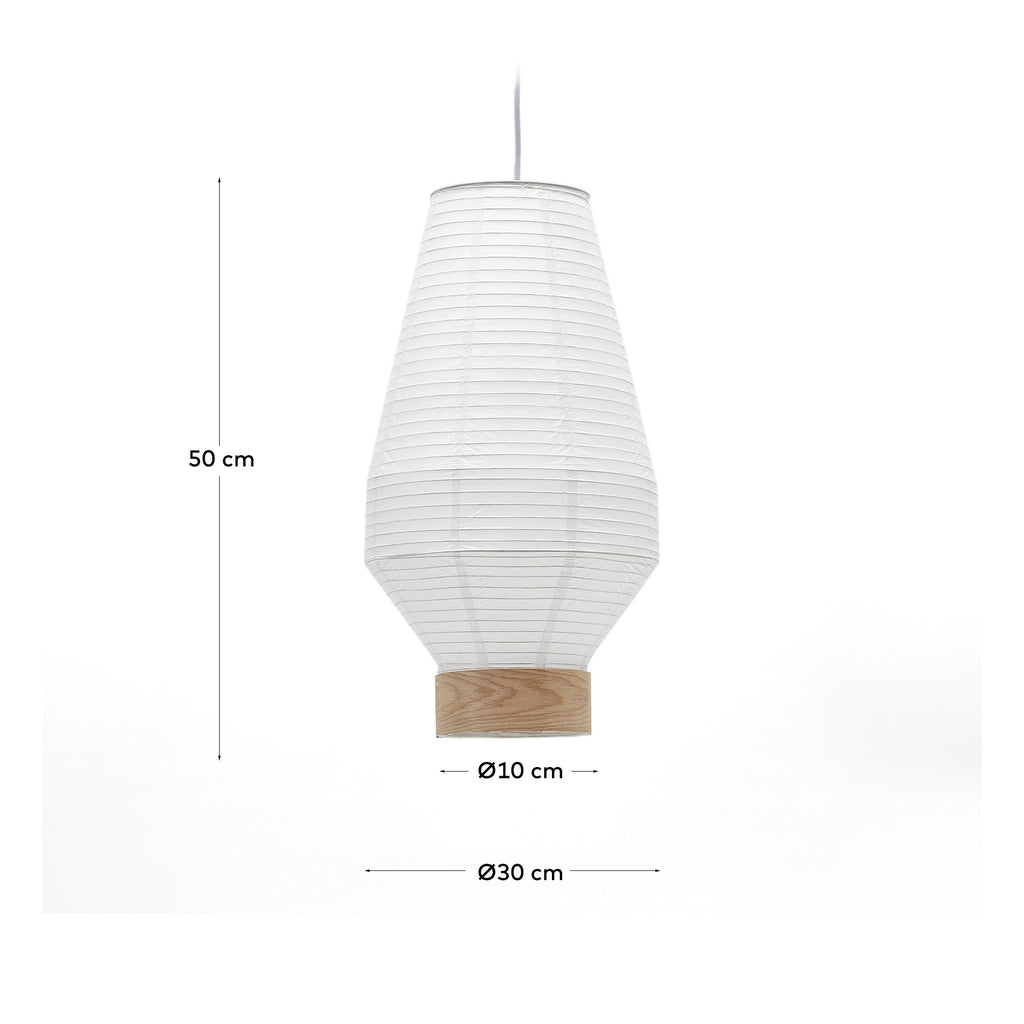 Hila ceiling lamp screen in white paper with natural wood veneer Ø 30 cm