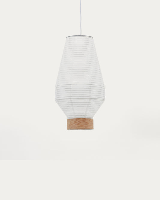 Hila ceiling lamp screen in white paper with natural wood veneer Ø 30 cm