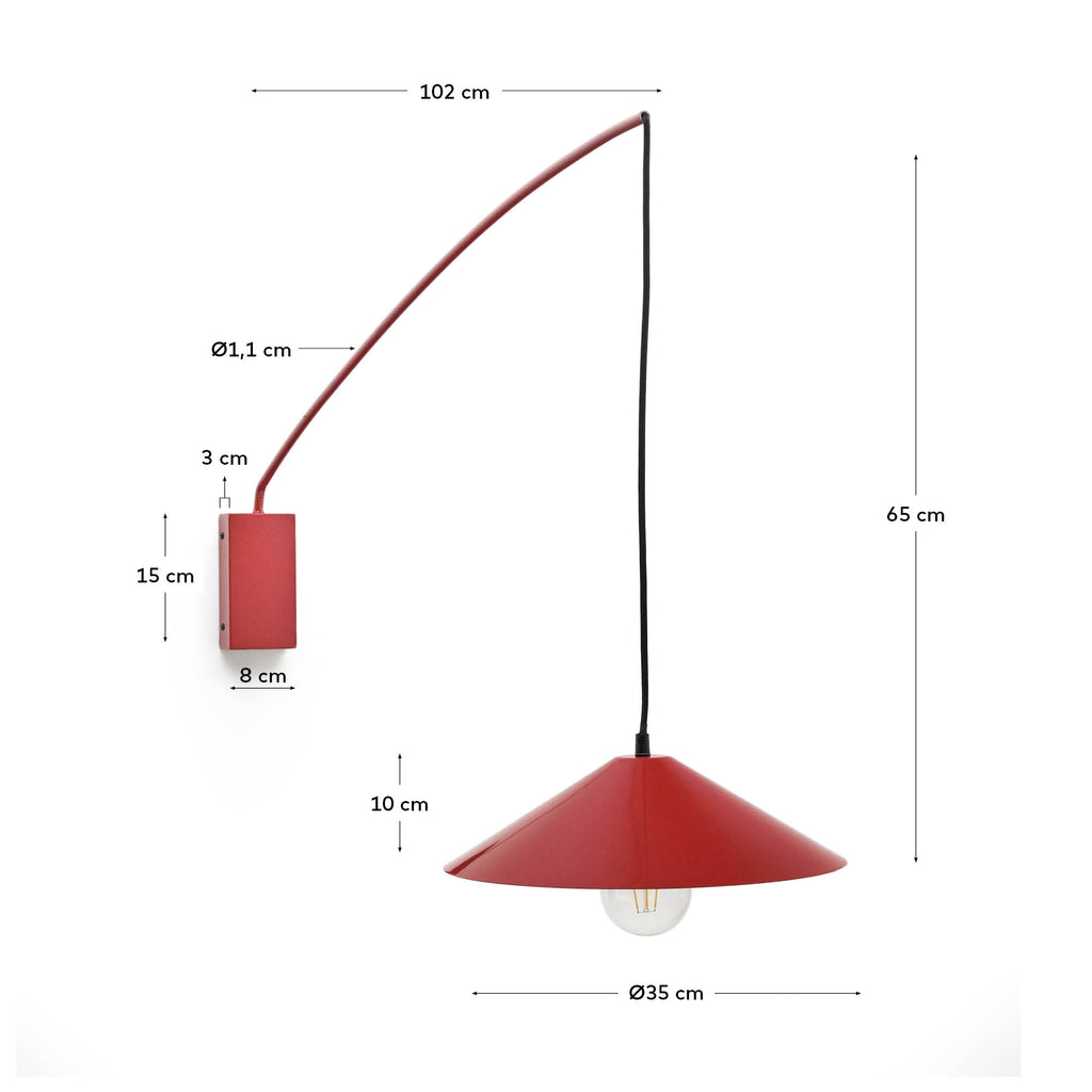 Kally wall lamp in a red painted finish