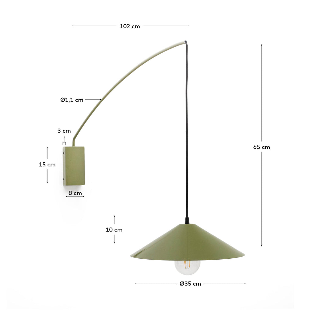 Kally wall lamp in a green painted finish