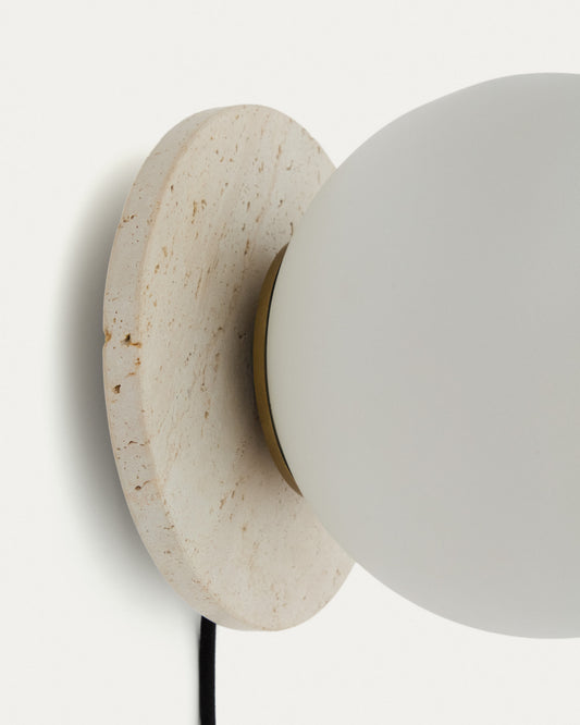 Malachi glass and travertine stone wall lamp