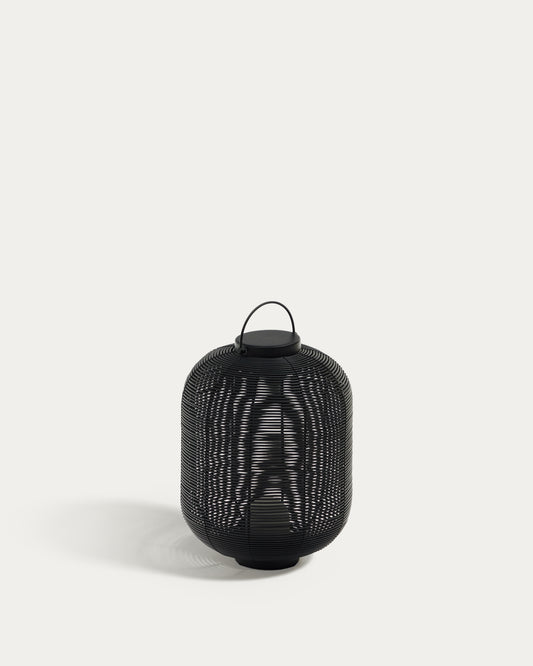 Saranella portable table lamp in black polyrattan