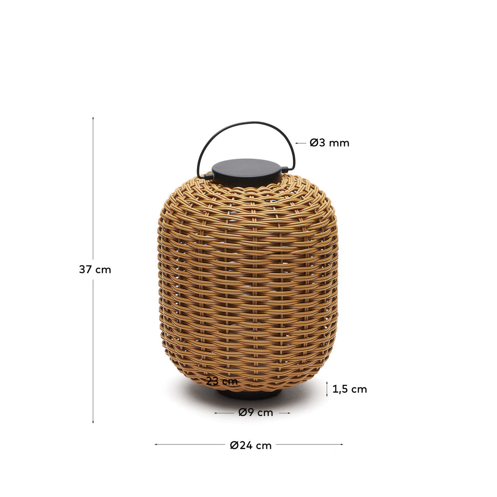 Saranella portable table lamp in brown faux rattan
