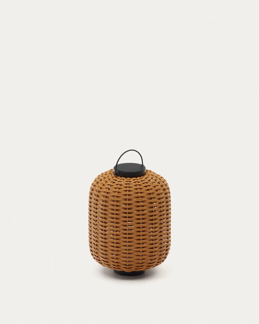 Saranella portable table lamp in brown faux rattan