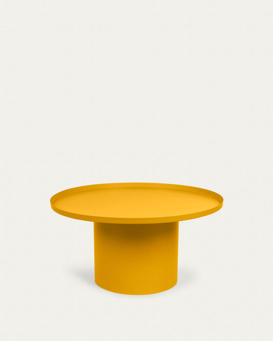 Fleksa round coffee table in mustard metal, Ø 72 cm