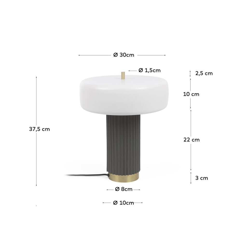 Serenella table lamp in metal with white and green painted finish