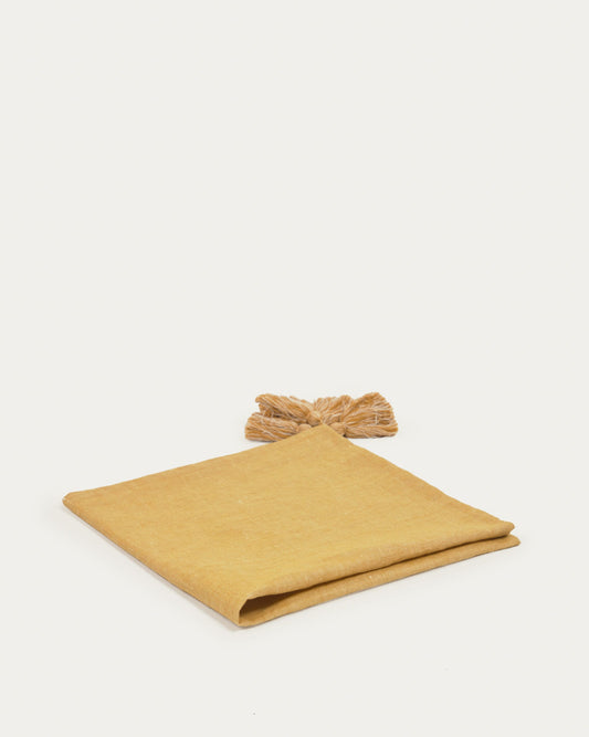 Eirenne mustard cotton and linen muslin 55 x 55 cm