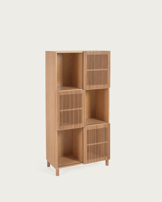 Beyla solid oak shelf unit with oak veneer 84.3 x 170 cm FSC 100%