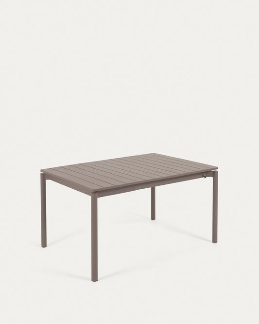 Zaltana extendable aluminium outdoor table with matt brown finish 140 (200) x 90 cm