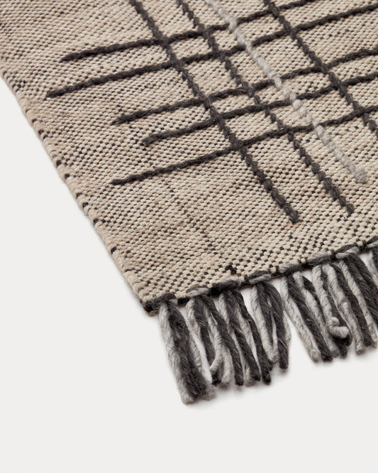 Eneo rug with beige and brown tassels, 160 x 230 cm