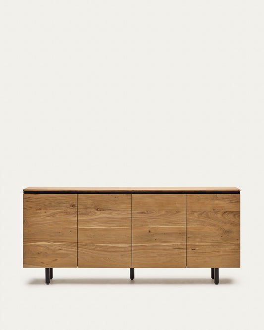 Uxue solid acacia wood 4 door sideboard in a natural finish, 200 x 88 cm