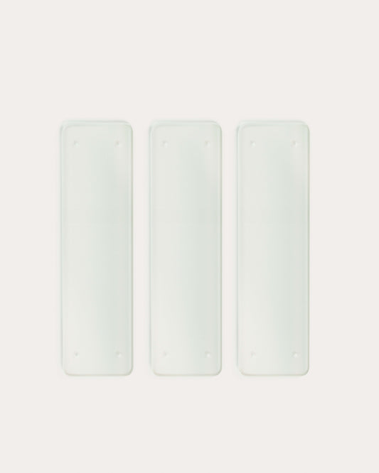 Sitra set of 3 tempered glass shelves 90 x 24 cm