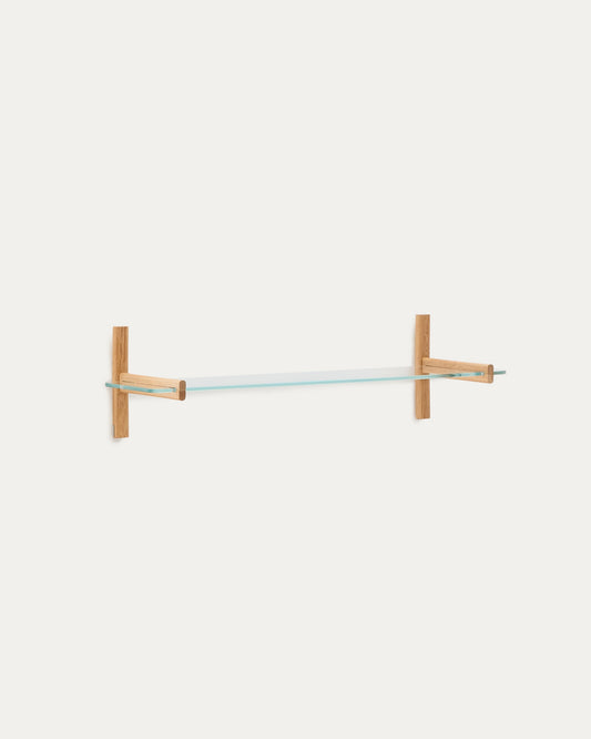 Sitra modular shelf, 1 glass shelf and FSC Mix Credit solid oak wood, 110 cm