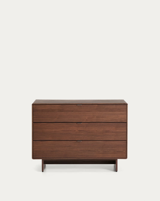 Norlen 3-drawer chest of drawers in walnut veneer FSC Mix Credit 101 x 75cm