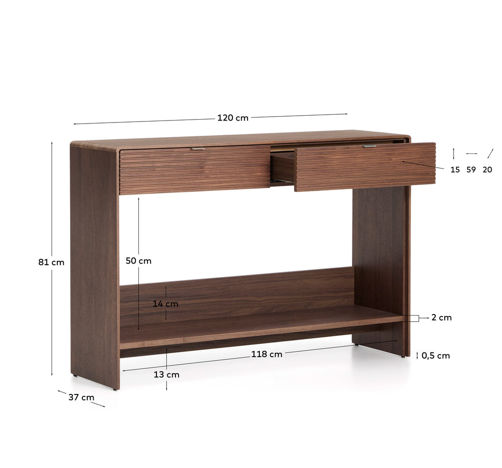 Norlen sideboard with 2 drawers and shelf in walnut veneer FSC Mix Credit 120 x 81cm