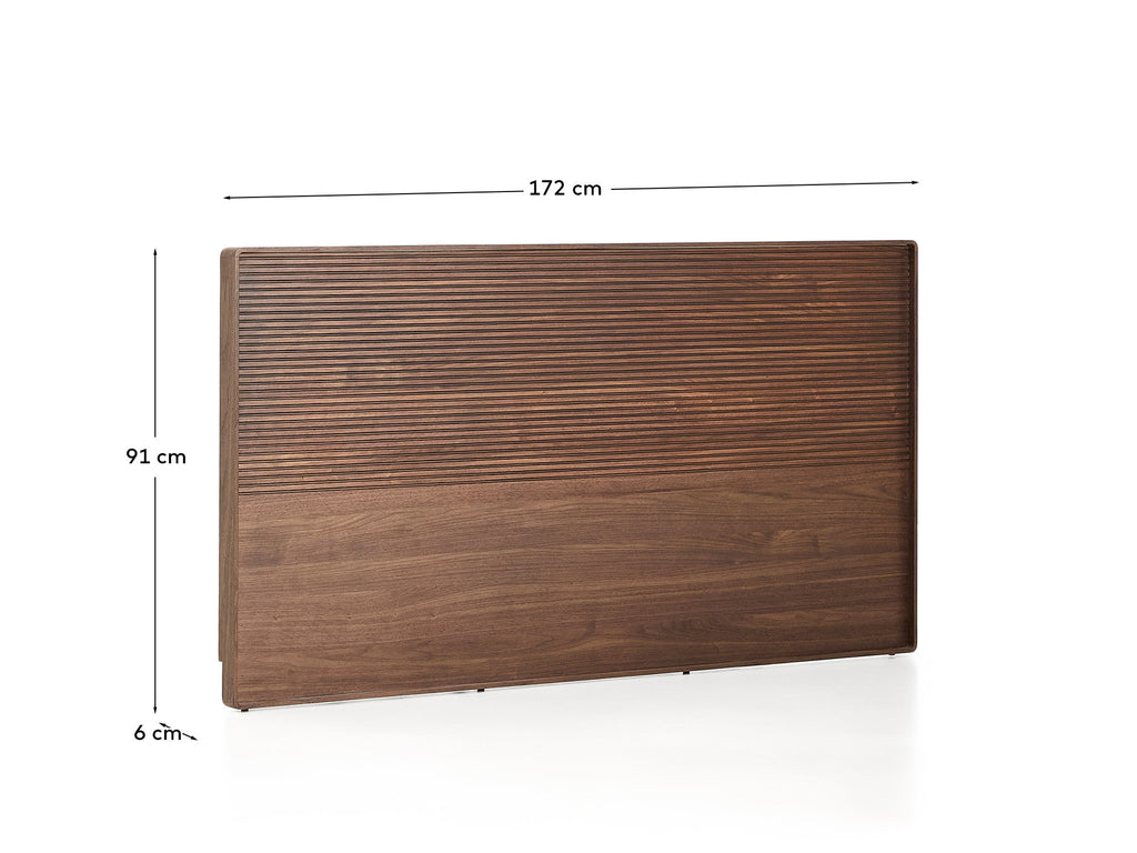 Norlen headboard in walnut veneer with dark finish and LED light for 160 x 200cm bed FSC Mix Credit