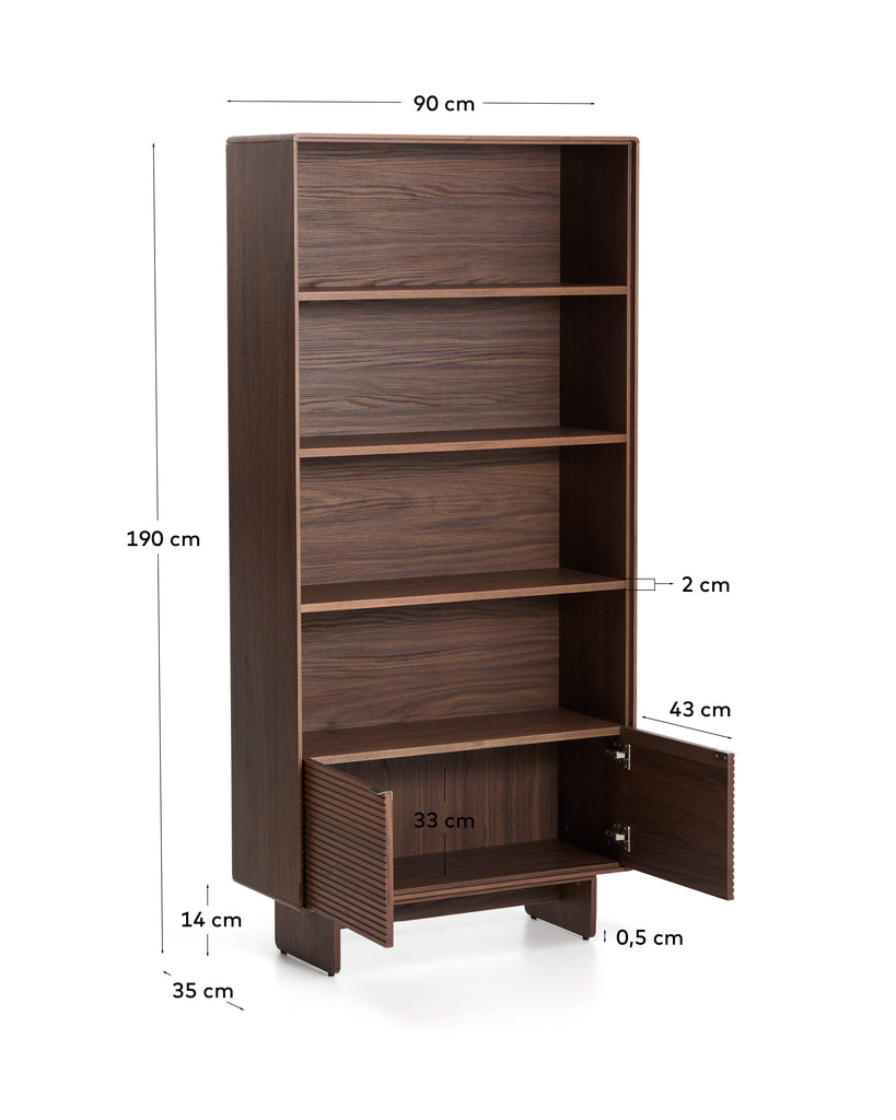 Norlen walnut veneer shelving unit FSC Mix Credit 90 x 190cm