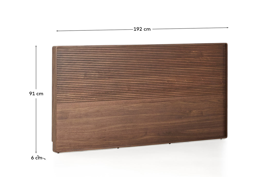 Norlen headboard in walnut veneer with dark finish and LED light for bed up to 180 cm FSC Mix Credit