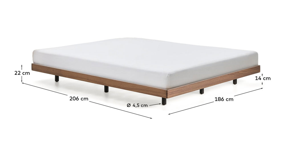 Norlen bed base in walnut veneer with dark finish for 180 x 200cm mattress FSC Mix Credit