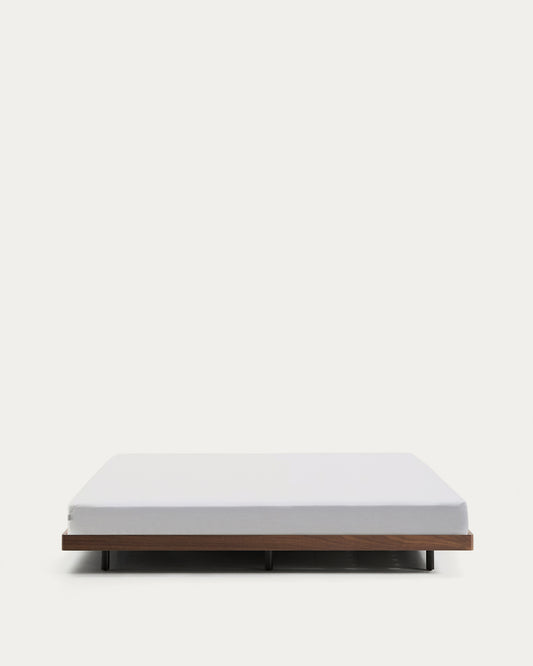 Norlen bed base in walnut veneer with dark finish for 180 x 200cm mattress FSC Mix Credit