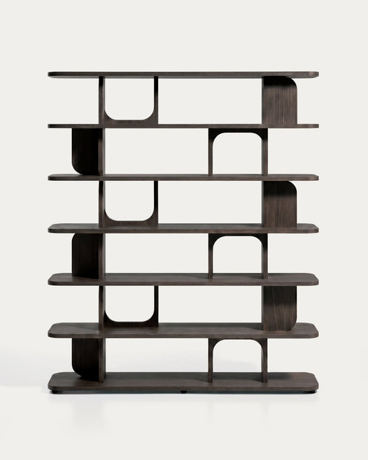 Aduma ebonised-finish oak veneer shelving unit with FSC 100% 160 x 187 cm