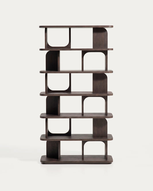 Aduma ebonised-finish oak veneer shelving unit with FSC 100% 100 x 187 cm