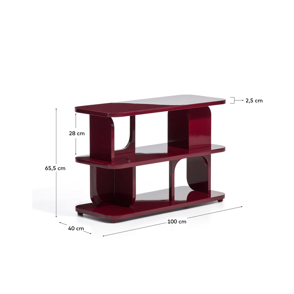 Aduma shelf in burgundy lacquered mdf with glossy finish FSC 100% 100 x 65 cm
