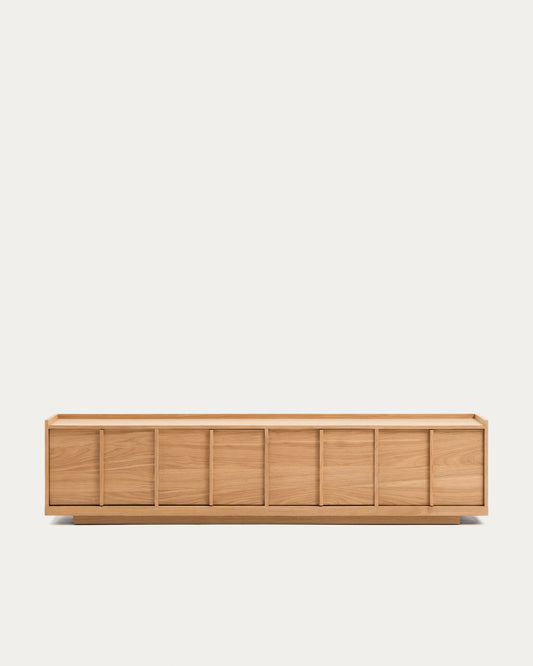 Onix TV stand with an oak veneer in a natural tone finish, 200 x 45 cm FSC Mix Credit