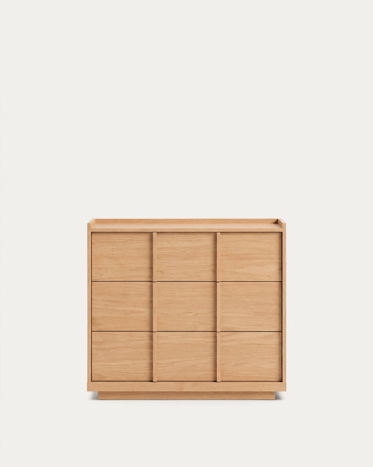 Onix chest of drawers with 3 drawers, oak veneer, natural tone finish, 100 x 78 cm FSC Mix Credit