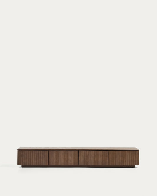 Helvine 4-drawer TV stand in ash veneer with walnut finish 200 x 30cm FSC 100%