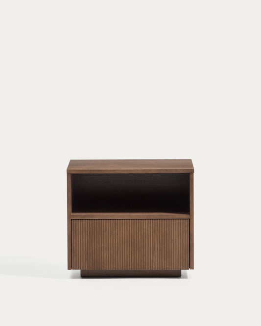 Helvine bedside table in ash veneer with walnut finish 60 x 52cm FSC 100%
