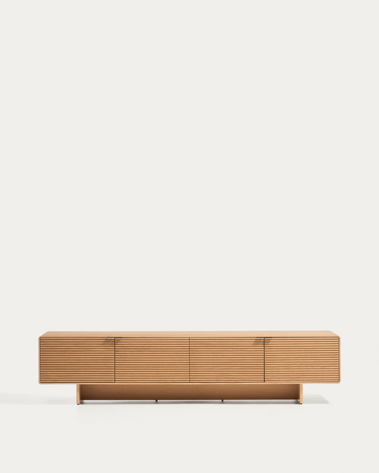 Norlen 4-door TV stand in oak veneer with natural finish FSC Mix Credit 200 x 46 cm
