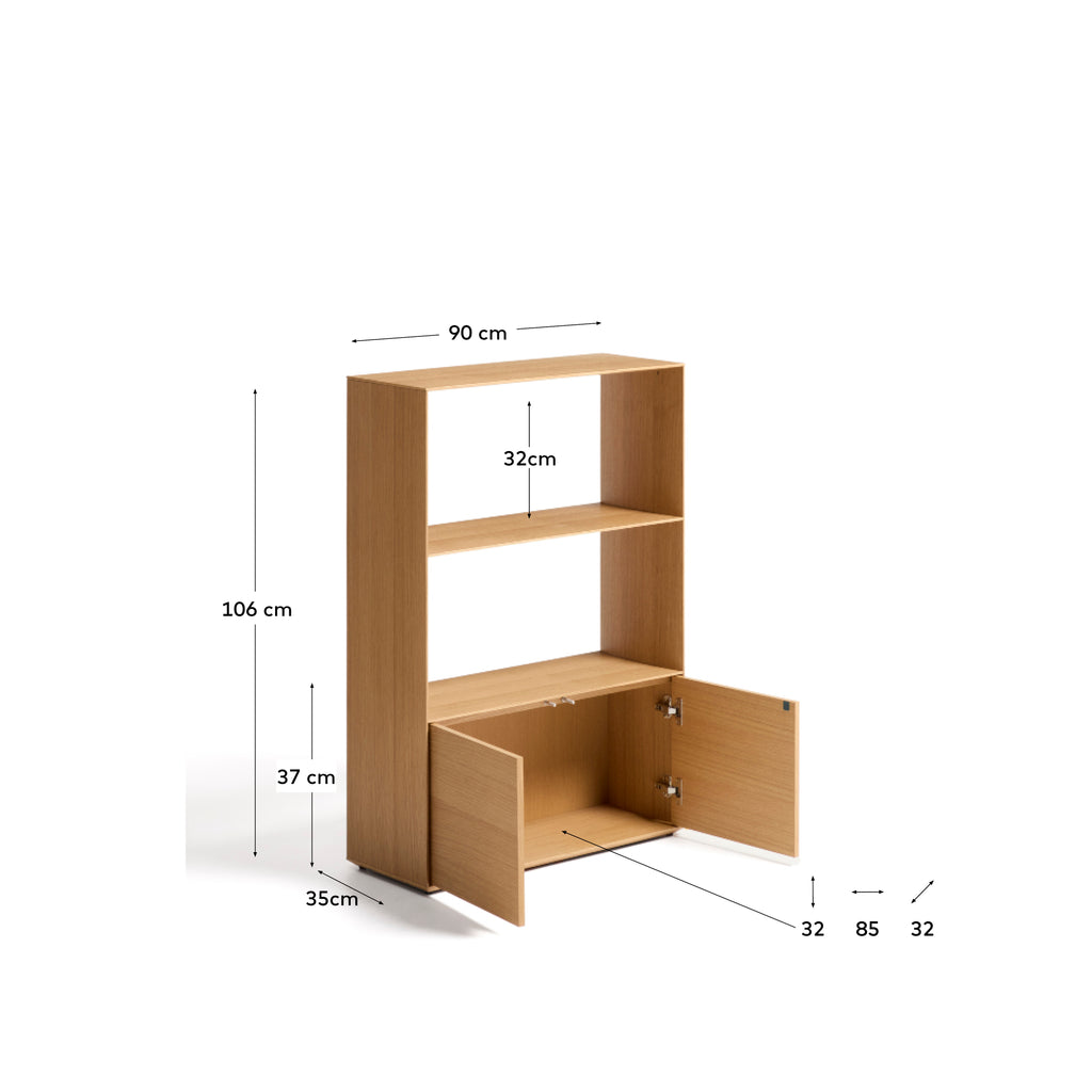 Visala with 1 visible shelf oak veneer shelf 90 x 106 cm FSC 100%