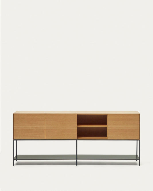 Vedrana 3 door sideboard in oak veneer with steel legs, 195 x 80 cm