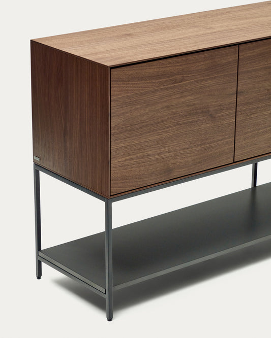 Vedrana 3 door sideboard in walnut veneer with steel legs, 195 x 80 cm