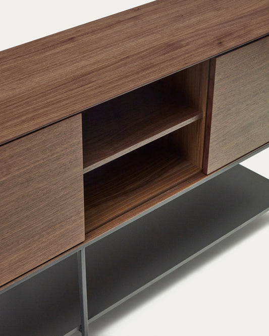 Vedrana 3 door sideboard in walnut veneer with steel legs, 195 x 80 cm
