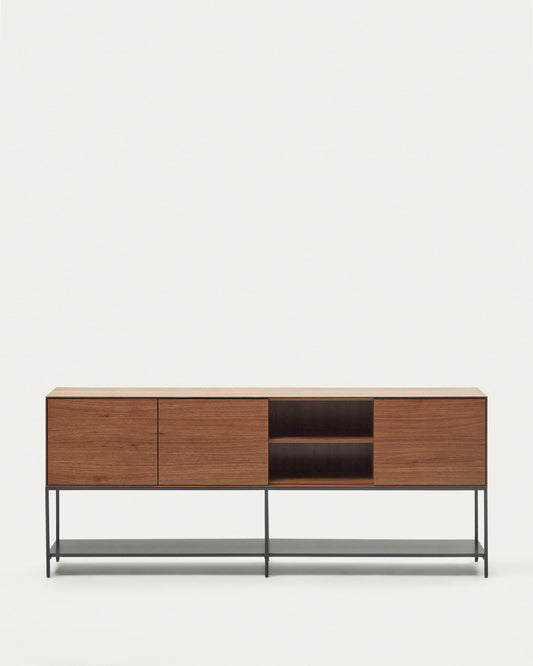 Vedrana 3 door sideboard in walnut veneer with steel legs, 195 x 80 cm