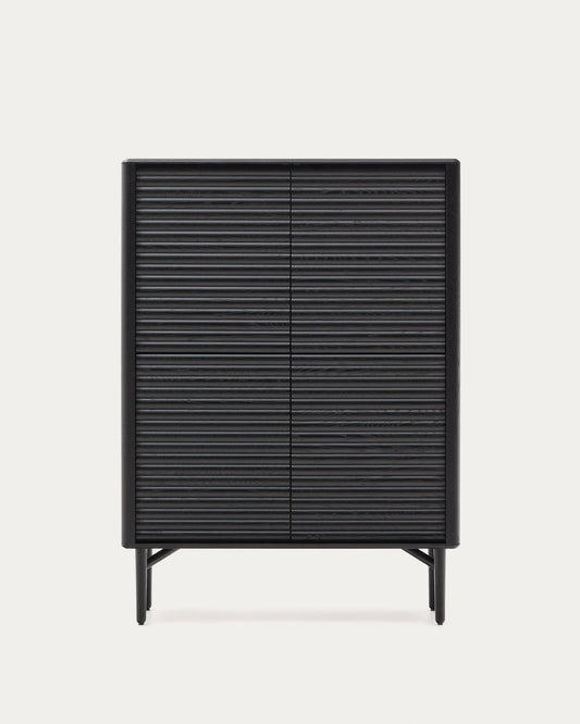 Lenon tall sideboard, 4 doors solid wood and black oak veneer 104,5x144 cm FSC Mix Credit