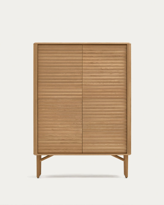 Lenon tall console with 4 oak wood doors and an oak veneer, 104.5 x 144 cm FSC MIX Credit