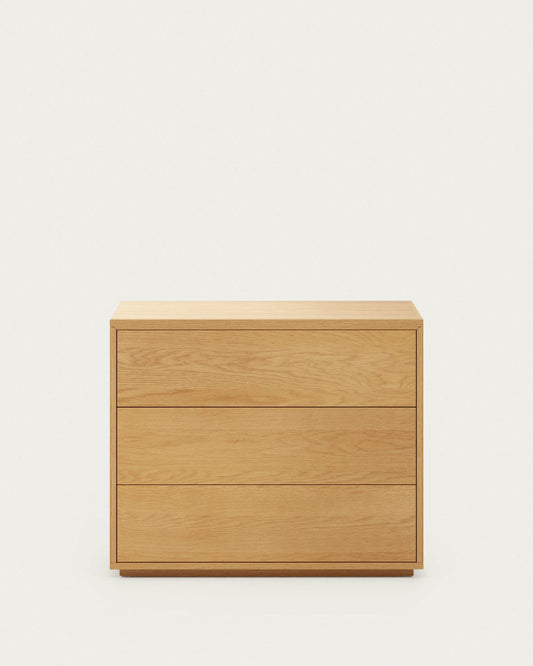 Abilen 3-drawer oak veneer chest of drawers, 90 x 75 cm, FSC™ certified