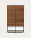 Vedrana 4 door tall sideboard in walnut veneer with steel legs, 97.5 x 160 cm