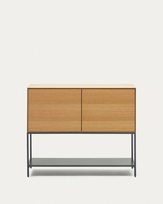 Vedrana 2 door sideboard in oak veneer with steel legs, 97.5 x 80 cm