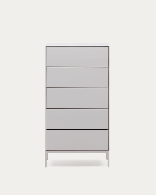 Vedrana 5-drawer chest of drawers white lacquered MDF 60 x 114 cm